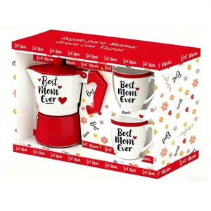 Christmas Cartoon Espresso Coffee Maker And Coffee Mug Cup Set With Gift Box Portable For Cafe Use