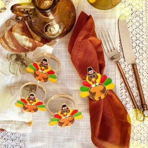 Thanksgiving Napkins Orange Turkey Pumpkin Napkins Animal Mouth Cloth Rings Alloy Wholesale Napkins Ring Decorations