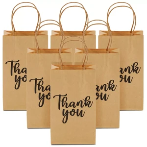 KM Customized Kraft Strong Paper Gift Bags for Thanksgiving Holiday Supplies Saying 'Thank You'