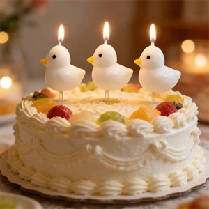 Funny White Chick Shaped Birthday Candles Animal Theme Party Decoration Supplies for Kids Celebration