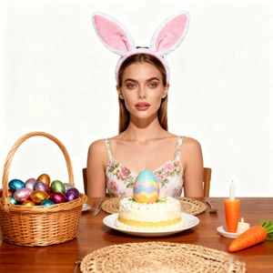 PESENAR Easter holiday outfit Single piece Easter Outfit Headband Easter rabbit Ear Headband Hair band suitable for Easter