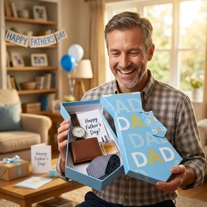 USA Stock Empty Father's Day Tie Shaped Gift Box with Lid Empty Storage Cardboard DAD Box