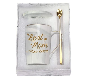 Mothers Day Gifts 2024 Best Mom Ever Coffee Mug Set with Lid and Spoon Mothers Day Box Gift Sets for Mothers Day
