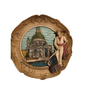 Venice Italy Souvenir Decorative Plate Showcasing Santa Maria Della Salute Church & Gondolier Hand - Painted Resin Wall Art