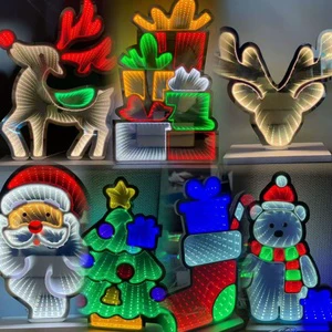 Infinity Mirror Christmas Decor 3D Tunnel Light - Customizable Acrylic Party Decoration with LED RGB Lighting