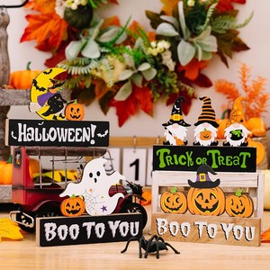 Wholesale Halloween Table Decorations Hot Selling Wooden Ghost Witch and Pumpkin Accessories Factory Price