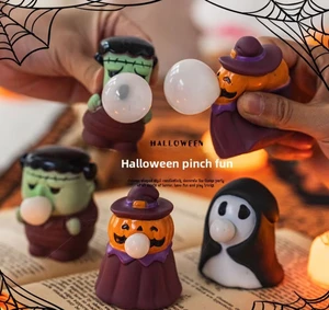 Halloween Mini Gift Plastic Cartoon Style Squishy Pumpkin Lantern Children's Toy Kindergarten Decoration Scene-Setting