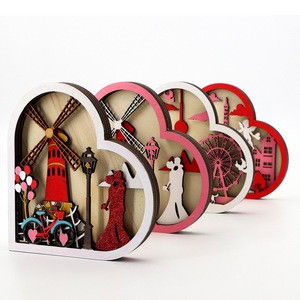 Valentines Day Gift 2024 New Products Wood Wedding Heart Gifts Set a Table Cadeau Saint Valentin for Boyfriends Girlfriends