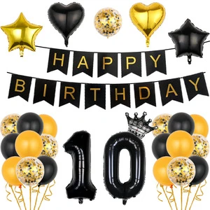 16 Years Old 21 50 60 Black Gold Birthday Balloon Set Adult Ceremony Party Decoration