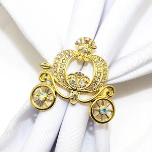 Wholesale of hotel tableware, golden pumpkin cart, napkin buckle, Thanksgiving ring and diamond-encrusted