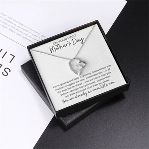 Classic Personalized Hollow Heart-shaped Copper Pendant Necklace with Gift Box & Message Card Mother's Day Gift to My Mom