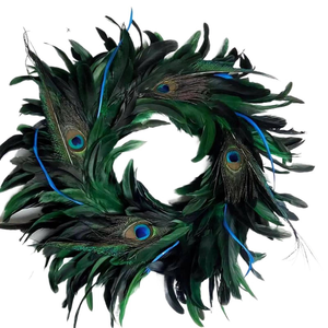 Floral Green Garland Christmas Feather Wreath for Home Door Wall Window Wedding Party Halloween Thanksgiving Fall Autumn Decor