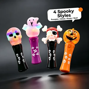 Halloween Gift 4 Styles Ghost Skull Pumpkin Pirate LED Rotating Spinning Light Wand ABS Plastic Kids Party Trick or Treat Toy