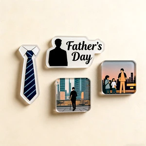 Father's Day Custom UV Printed Acrylic Fridge Magnet with Tie/Beard Pattern. Multi-piece Package. Kitchen Decor Gift for Dad.
