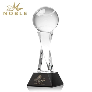 Noble Custom Twisted Column Crystal Tennis Trophy Black Base Custom Engraved Sports Competition Award
