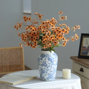 Artificial Daisy Flower Bouquet Faux Silk Wildflower Stem for Home Wedding Decoration Rustic Floral Arrangement DIY Centerpiece