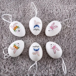 White Silk Screen Printed Plastic Easter Egg Bunny Set Modern Decoration Pendant Party Easter Gifts Decorations Customized Color