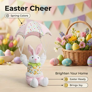 SANWEI Creative Easter Decorations Cartoon Cloth Dolls Parachute Easter Bunny for Easter Arrangement and Gift Box Ornaments