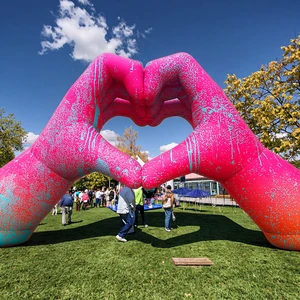 Custom Design Giant Cartoon Heart Hands Halloween Inflatable Mascot, Large Hand Advertising Cartoon Inflatables For Party