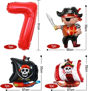 Pirates Birthday Decoration Set Children's 6th Birthday Balloon Different Number for Boy Girl Birthday
