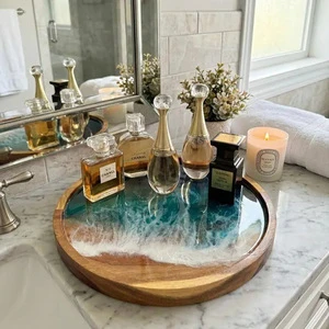 Modern Resin+Bamboo Animal Design Serving Tray Decorative & Stylish Handmade for Home & Office Thanksgiving & New Year