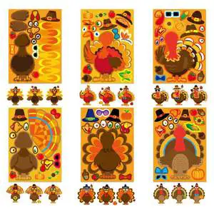 Children's Thanksgiving Party Toy Stickers Thanksgiving Sticker Set Children's Thanksgiving Activities Turkey Stickers