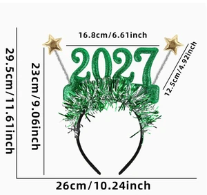 Green New Year's Headband Hot Selling New 2027 New Year's Meeting Creative Photo Props New Year's Eve Event Digital Headband