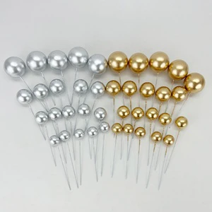Gold Silver Disposable Foam Cake Decorative Balls Colorful for Birthday Christmas New Year Easter & Graduation Party Decorations