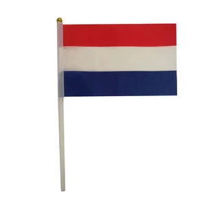 High Quality Dutch Flag Red White Blue Polyester Mini Hand Waving NL Nederland Netherlands Flag Portable Custom Designs for