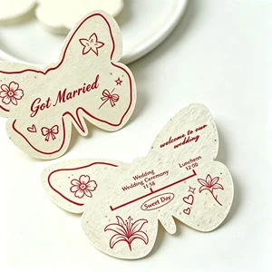 Eco-Friendly Custom Die Cut Plantable Seed Paper Wedding Invitation 100% Biodegradable Wedding Thank You Cards For Guests Favors