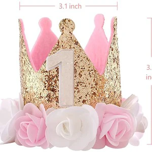 Children's 1st Birthday Party Decorations Crown Hat Photography Props for Birthday Photo Booth