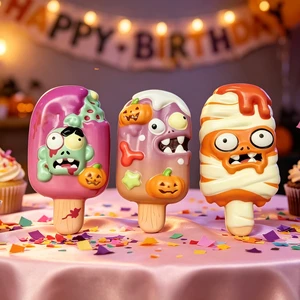 Halloween Zombie Ice Pop Squishy Toy TPE Material Slow Rising Stress Relief Funny Plant Vs Zombie Style Popsicle Squeeze Toys