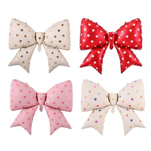 New Design Large Heart-shaped Bow Matte Retro Foil Helium Fly Balloons For Baby Shower Happy Birthday Xmas Party And Event Decor