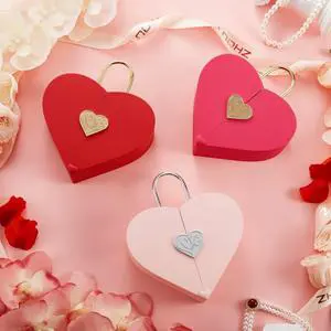 RZ Valentine's Day Romantic Love-Shaped Jewelry Box with Ready-Made Decorative Flowers & Plants for Girlfriend's Confession Gift