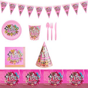 Cartoon Party Supplies Set for Kids Children Birthday Party Decorations Kit Themed Party Pack with Doll Pattern