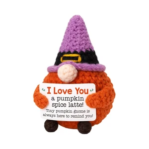 Handmade Crochet Pumpkin Gnome Gifts Autumn Halloween Basket Romantic Thanksgiving Gift for Friends for Wife Husband Couple