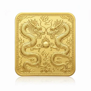 Chinese New Year Feng Shui Traditional Souvenir Gifts Custom Zinc Gold-Plated Dragon Coins-UV Printed Soft Enamel Antique