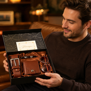 Custom Logo Luxury Leather Groomsmen Boyfriend Men's Holiday & Father's Day Wedding Gift Set with Silk Screen Printing