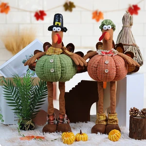 XD-404 Harvest Season Thanksgiving Retractable Turkey Doll Handmade Gnome Toys Fast Delivery