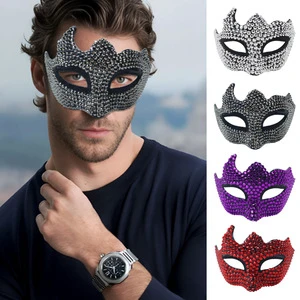 Christmas Venetian Luxury Party Plastic Rhinestone Half-Face Mask Carnival Sexy Rhinestone-Embellished Black Men Women