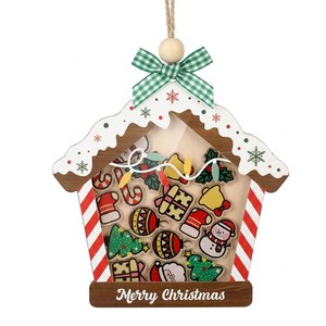 Christmas House Jar Ornament | UV Printed 6-Color Fillable Plywooden Frame With Acrylic Charms | Holiday Hanging Decor