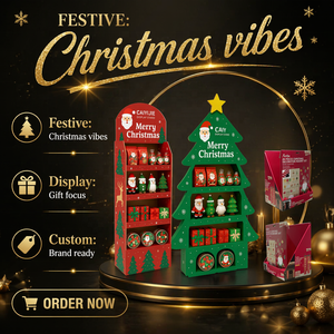 FSDU Pop Up Paper Free Stand Floor Display Racks Mockup For Festival Ornament Product Cardboard DIY Christmas Tree Display Stand