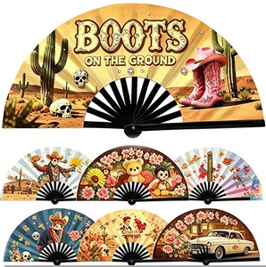 Custom Logo 33cm Raving Colourful Clack Fans Large Folding Hand Held Fans For Wedding And Dancing