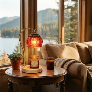 Multi-Purpose Holiday Gift Ready Natural Solid Wood Base Candle Warmer Lamp As Christmas Mothers Day Present For Women