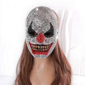 Wholesale Plastic Clown Masks European American Diamond Design Glow-in-the-Dark Skull Masks Easter Halloween Cosplay Dance