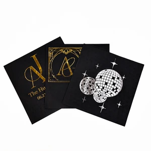 Wholesale Luxury Black Cocktail Paper Napkins with Gold Silver Logo Custom Printed for Wedding Parties Thanksgiving Occasions