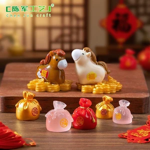 Micro-landscape Year of the Horse New Auspicious Lucky Bag, Little Doll DIY Decorative Hanging Accessories, Mini Desktop Small