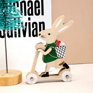 Easter Party Wooden Decorations Cute Back Rabbit Easter Gift Little Rabbit Animal Decoration Wooden Crafts