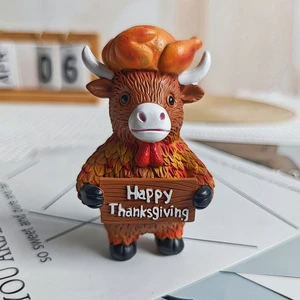 Thanksgiving Resin Cow Figurine - Holiday Decor - Custom OEM