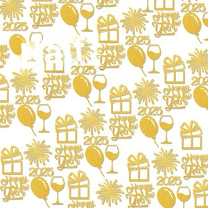 2025 New Year Party Supplies Gold Silver Firework Glass Glittered Confetti